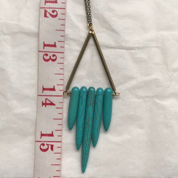 Turquoise triangle geometric statement necklace - Picture 5 of 6